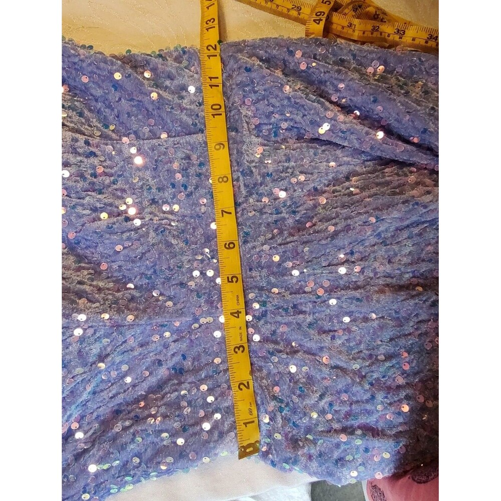 Sequin One-Shoulder Lavender Party Dress - Picture 9 of 10